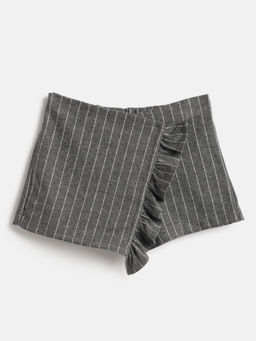 Chicco - Girls Grey Striped Mid-Rise Skorts