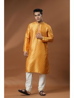 ETHNIC INDIA - Men Bandhani Print Mandarin Collar Straight Kurta