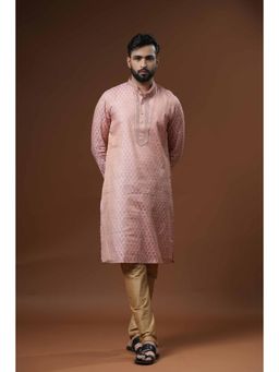 ETHNIC INDIA - Men Ethnic Motifs Jacquard Mandarin Collar Straight Kurta