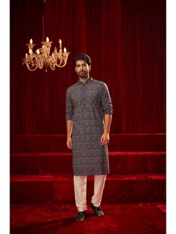 ETHNIC INDIA - Men Geometric Print Mandarin Collar Straight Kurta
