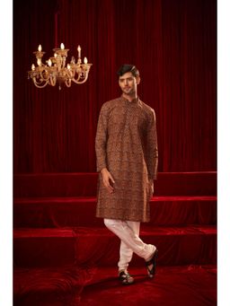 ETHNIC INDIA - Men Geometric Print Mandarin Collar Straight Kurta