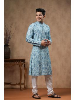 ETHNIC INDIA - Men Embroidered Mandarin Collar Straight Kurta