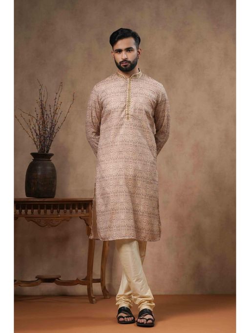 ETHNIC INDIA Men Ethnic Motifs Print Mandarin Collar Straight Kurta
