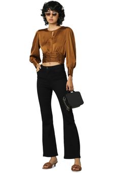 ONLY - Women Solid Copper Crop Top