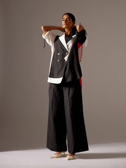 MINI SONDHI - Poker Blended Embroidered Multi-Color Blazer With Pant (Set of 2)