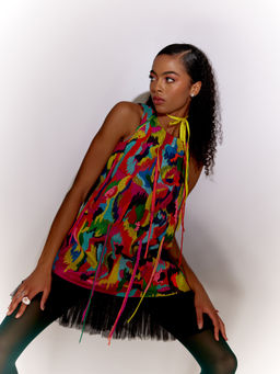 MINI SONDHI - Paint Stain Blended Embroidered Multi-Color Mini Dress