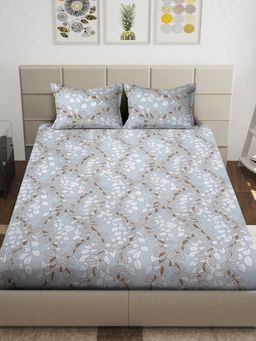 FABINALIV - Multicolor Floral Cotton Blend King Bedsheet with 2 Pillow Covers