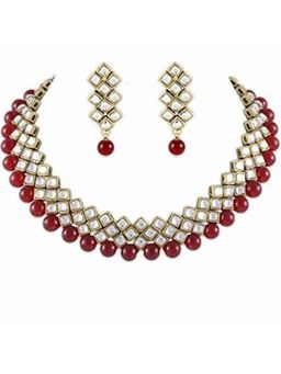 Peora - Ethnic Kundan Bridal Traditional Choker Necklace Jewellery Set With Earrings (PF25N1018R)