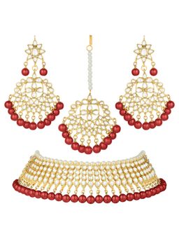 Peora - Gold Plated Ethnic Kundan Bridal Traditional Necklace Jewellery Set Earrings (PF25N1168M)