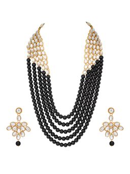 Peora - Kundan Blue Faux Pearl Kundan Long Jewellery Necklace Set (PF37NIJ350B)
