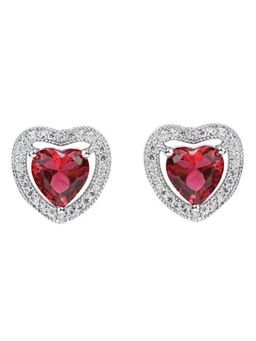 Peora - Red Crystal Heart Solitaire Stud Earrings Birthday Anniversary Valentine Gift (PX8E62R)