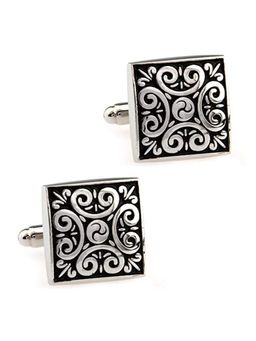 Peora - 316L Black Square Designer Cufflinks For Men Boys Wedding Business Corporate Gift (PX9CL60)
