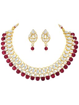 Peora - Traditional Pearl Drop Kundan Necklace Earring Set (PF25N1010M)