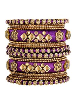 Peora - Ethnic Beautiful Silk Thread Stone Studded Matching Bangle Chuda Set Jewellery (PF51B11P)