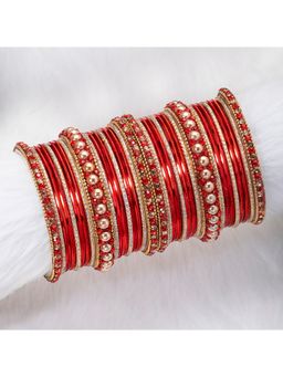 Peora - Traditional Diamond Metal Chuda Chura Bangle Set Jewellery (PF51B42R)