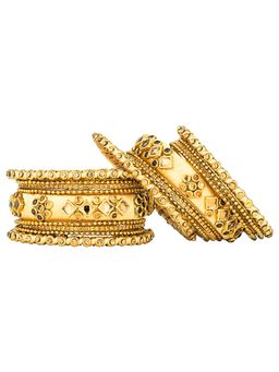 Peora - Ethnic Set Of 2 Silk Thread Stone Studded Bangle Chuda Set (PF51B11LCT)