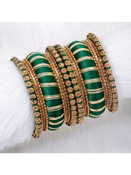Peora - Gold Plated Matching Silk Thread Chuda Chura Bangle Set Jewellery ( 2.6) (PF51B45G)