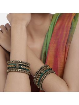 Peora - Gold Plated Matching Silk Thread Chuda Chura Bangle Set Jewellery ( 2.6) (PF51B46G)