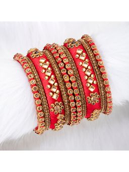 Peora - Gold Plated Matching Silk Thread Chuda Chura Bangle Set Jewellery ( 2.6) (PF51B46R)