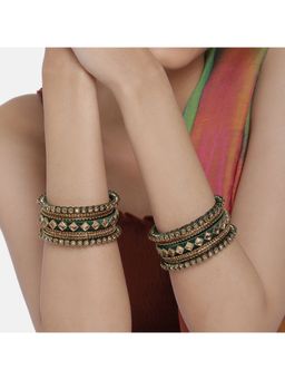 Peora - Gold Plated Matching Silk Thread Chuda Chura Bangle Set Jewellery ( 2.6) (PF51B47G)
