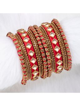 Peora - Gold Plated Matching Silk Thread Chuda Chura Bangle Set Jewellery ( 2.6) (PF51B47R)