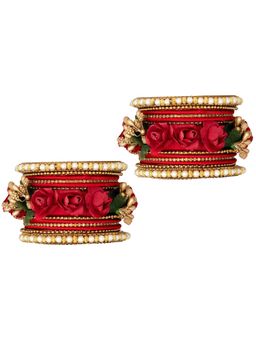 Peora - Indian Traditional Silk Thread Matching bridal Chuda Chura Bangle Set for Women (PF51B22R)