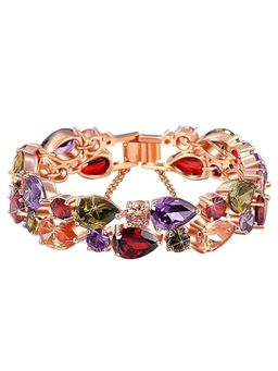 Peora - Jewellery Sparkling Colors CZ Rose Gold Plated Bracelet for & Women (PFCB2016)
