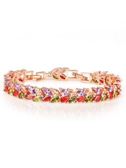 Peora - Multicolor Rose Gold Plated Cubic Zirconia Dazzling Bracelet Engagement (PFCB2025)