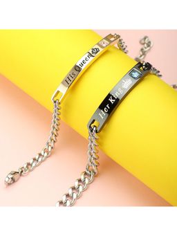 Peora - His or Hers Matching Set His Queen Her King Titanium Stainless Steel Couple Bracelet (PFCCB01)