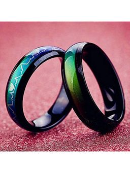 Peora - Titanium Steel Lovers Emotional Change Color Temperature Couple Rings for Lovers (PFCCR13)