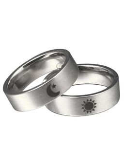 Peora - Stainless Steel Sun And Moon Simple Couple Wedding Band Rings For Men Women (PFCCR47)