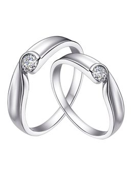 Peora - Stainless Steel CZ Couple Rings Anniversary Engagement Proposal Valentine Gift (PFCCR76)