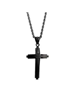 Peora - Stainless Steel Black Cross Pendant for Men Boys (PFCP64)
