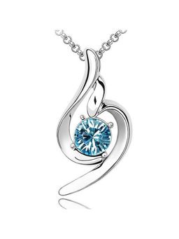 Peora - White Gold Plated Blue Crystal Necklace Pendant Gift for Girls Women (PX8P24)
