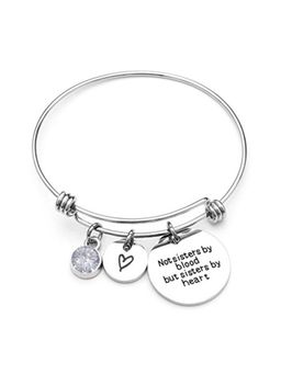 Peora - Not Sisters by Blood But Sisters by Heart Silver Plated Bracelet for Women Girls (PX9B17)