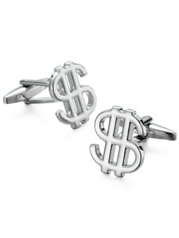 Peora - Silver Toned Dollar Sign Cufflinks for Men Boys Business Gift (PX9CL17)
