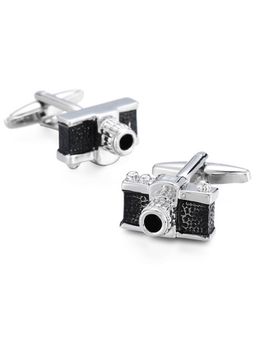 Peora - Silver Plated Black Camera Cufflinks For Men Boys Wedding Business Gift (PX9CL20)