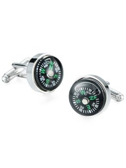 Peora - Black Green Navigation Functional Compass Shaped Cufflinks Wedding Business Gift (PX9CL21)