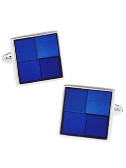 Peora - Silver Plated Square Resin Art Premium Blue Cufflinks For Men Boys (PX9CL47)