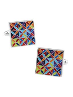 Peora - Stainless Steel Square Enamel Multicolour Cufflinks for Men Boys Business Gift (PX9CL79)