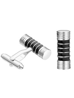 Peora - Stainless Steel Fashion Jewellery Cylindrical Striped Cufflink Business Corporate (PX9CL90)