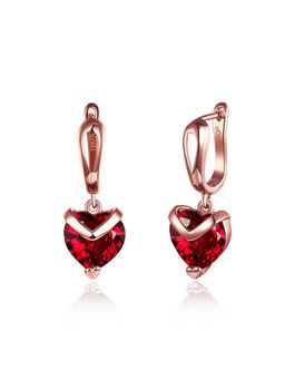 Peora - 18K Rose Gold Plated Red Austrian Crystal Stud Earrings For Women Girls (PX9E14)