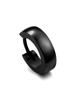 Peora - Stainless Steel Black Hoop Huggie Earrings For Men Boys (PX9ME04BL-S)