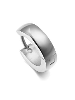Peora - Stainless Steel Silver Plated Hoop Huggie Earrings For Men Boys (PX9ME04S (S)
