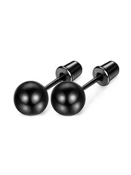 Peora - 6 mm Stainless Steel Black Ball Stud Earrings For Unisex (PX9ME06BL)