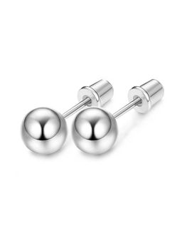 Peora - 6 mm Stainless Steel Silver Ball Stud Earrings For Unisex (PX9ME06S)