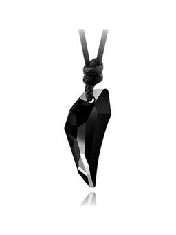 Peora - Wolf Tooth Black Crystal Pendant Necklace with Adjustable Dori for Unisex (PX9P15)