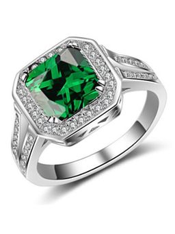 Peora - Emerald Colour Crystal Square Stone Cubic Zirconia Ring for Women & Girls (PX9R64 (9)