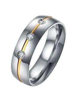 Peora - 316L Stainless Steel Diamond Cut CZ Band Ring for Men Boys