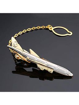 Peora - 316L Stainless Steel 18K Gold Plated Airplane Neck Tie Bar Clasp Clip for Men Boys (PX9T02)